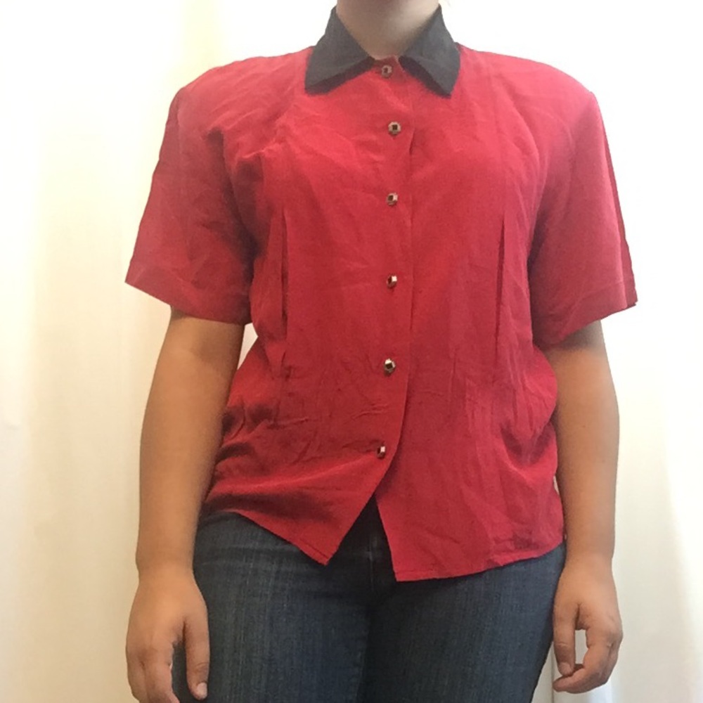 Red button up shirt